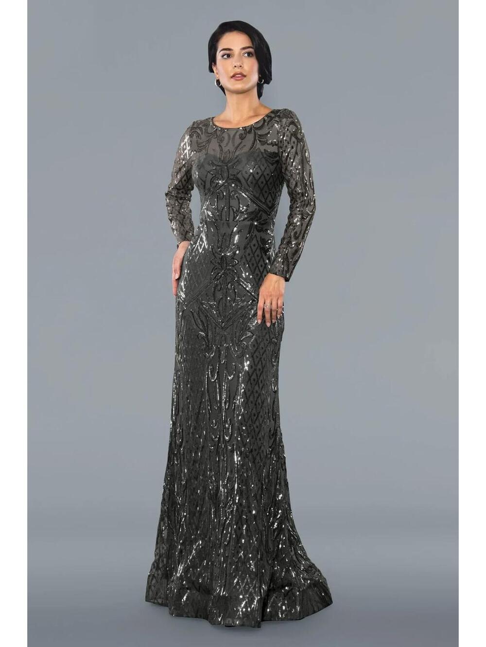 Stella 22068 Mothers Dress Mother bride groom New  sz 8 charcoal Retails $499